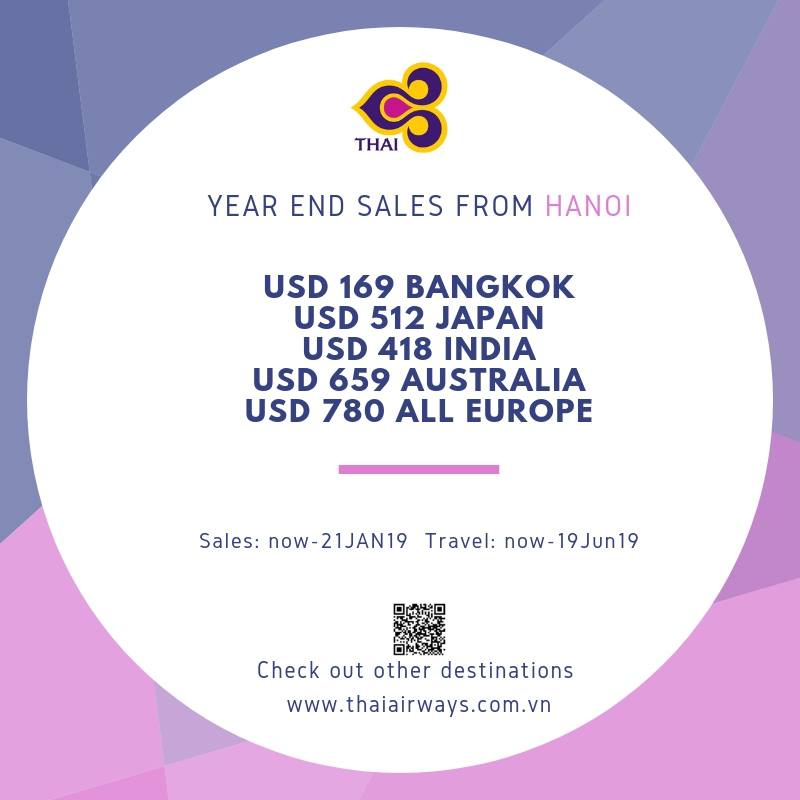 Hà Nội đón khuyến mãi "Year End Sales" từ ThaiAirways